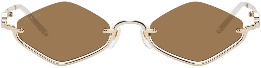 Slnečné okuliare Gucci Gold Geometric Sunglasses Metalická | GG1604S-002, 0