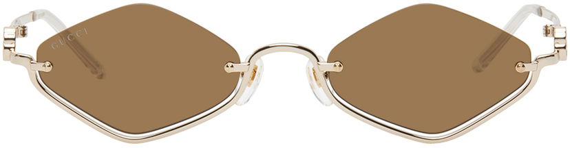 Slnečné okuliare Gucci Gold Geometric Sunglasses Metalická | GG1604S-002