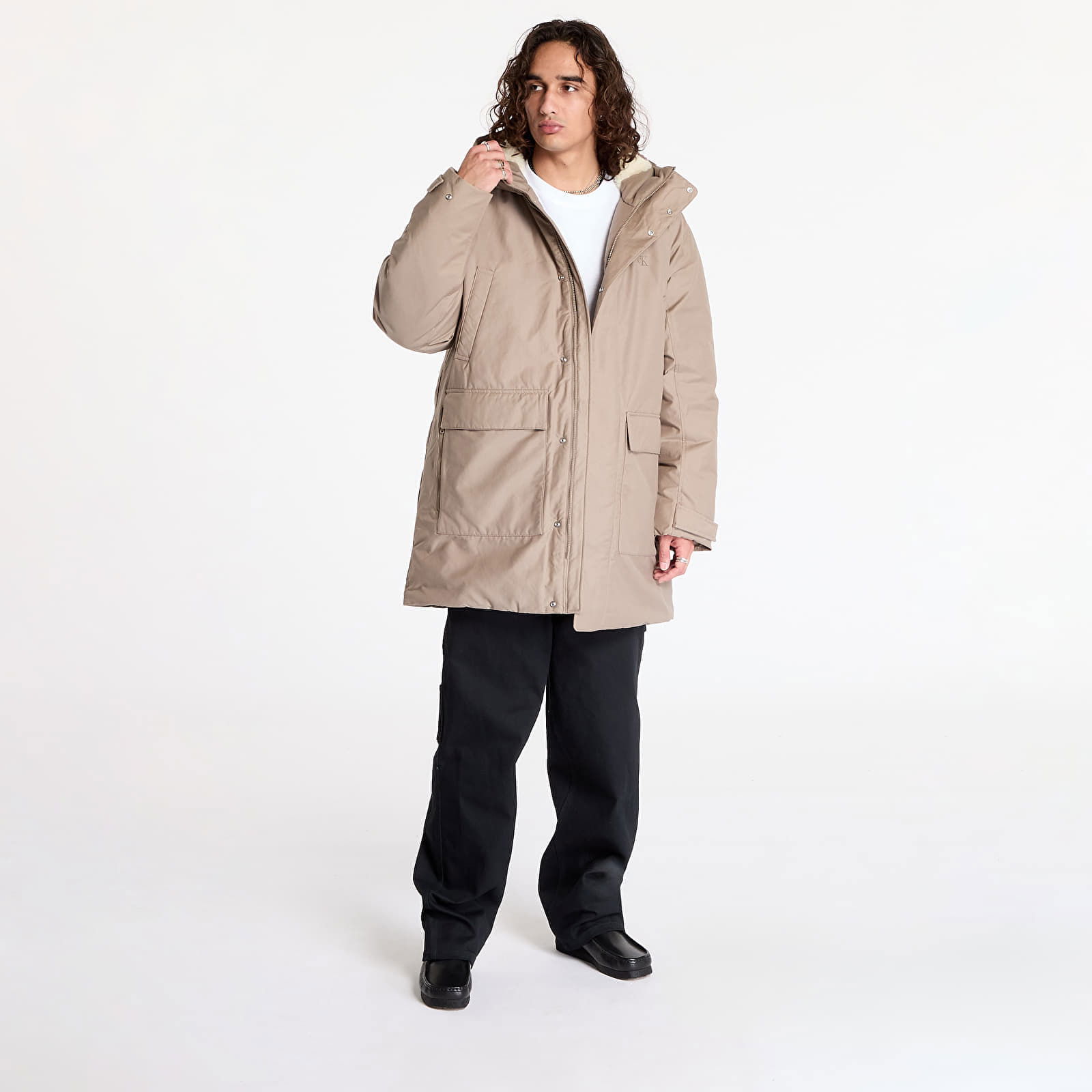 Warm Cotton Nylon Parka Gray