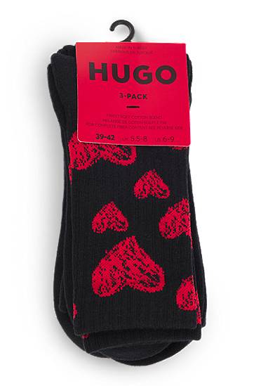 Ponožky BOSS Three-Pack of Quarter-Length Socks with Heart Motifs Čierna | 50531501, 1