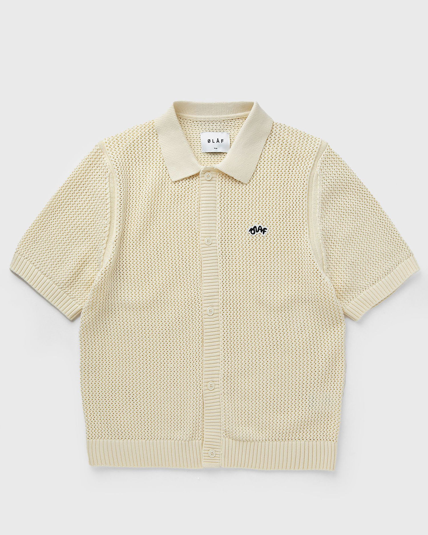 Polo tričko ØLÅF Knit Polo Shirt Béžová | M210701-LIGHTBUTTERMILK, 0