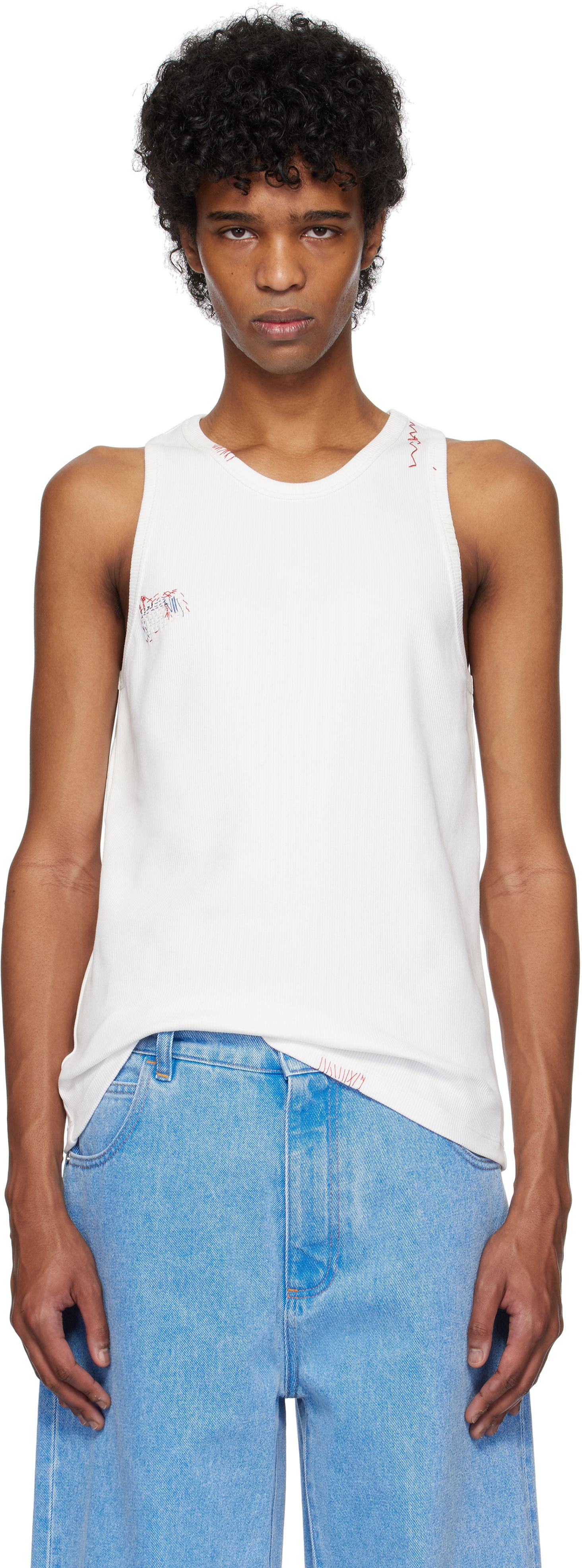 Tielko Marni Marni Fitted Tank Top Biela | HUMU0326S0 UTC458, 0