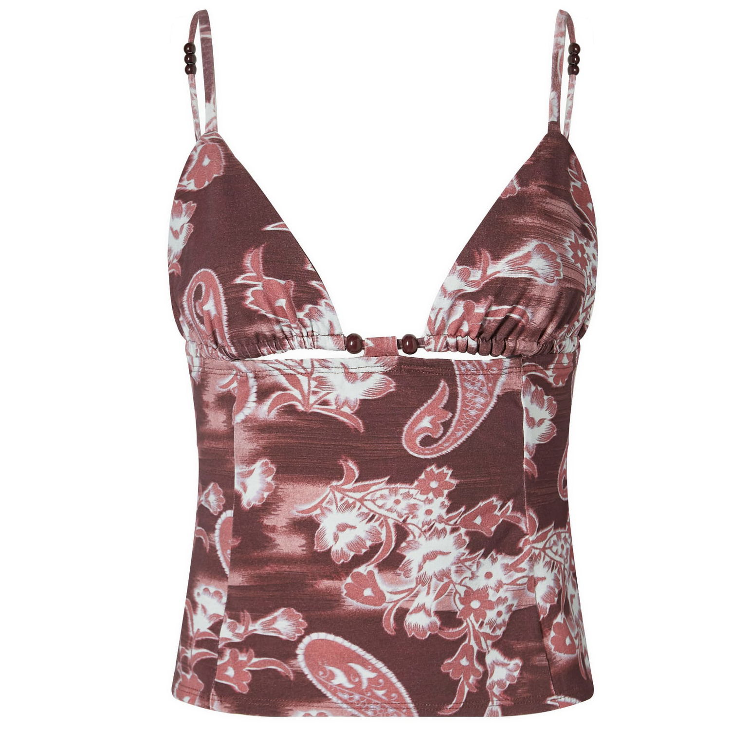 Tielko Miaou Miaou Ellie Paisley Print Triangle Top, X-Large Hnedá | 7113JRBMBU, 0