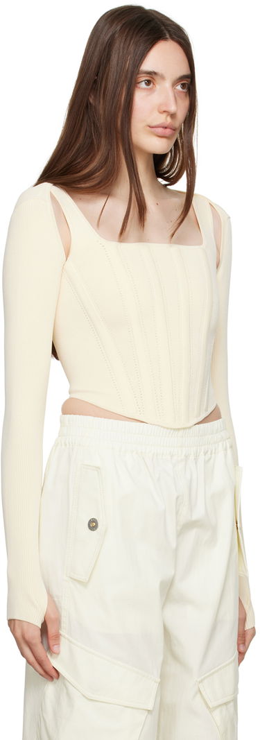 Tielko Dion Lee Pointelle Knit Long Sleeve Top Biela | A7460P23, 1