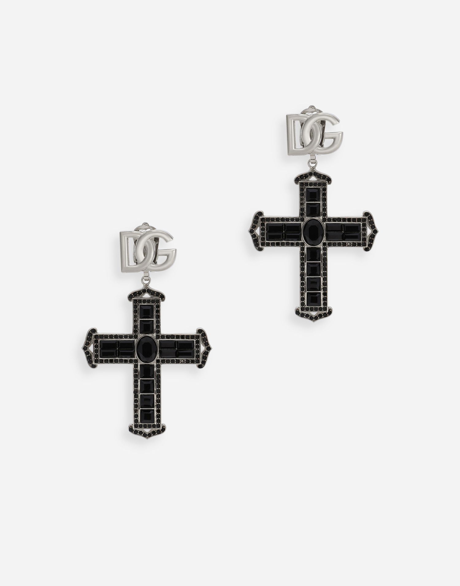 Náušnice Dolce & Gabbana Dolce & Gabbana Metal Cross Earrings with Rhinestone Accents Čierna | WEP4C7W1111N0000, 0