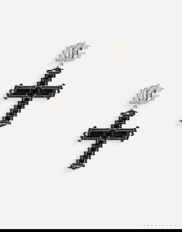 Náušnice Dolce & Gabbana Dolce & Gabbana Metal Cross Earrings with Rhinestone Accents Čierna | WEP4C7W1111N0000, 0