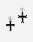 Dolce & Gabbana Metal Cross Earrings with Rhinestone Accents