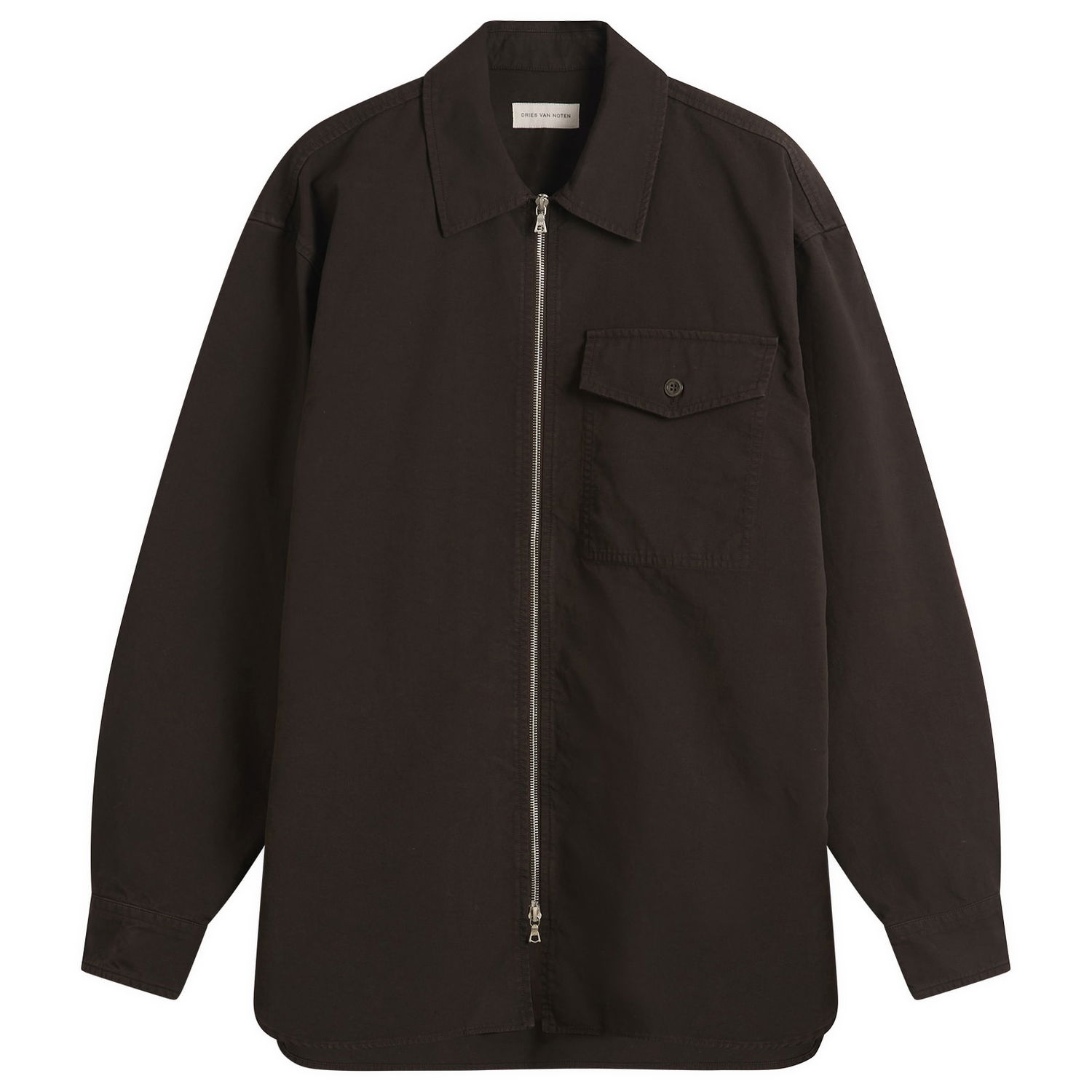 Bunda Dries Van Noten Dries Van Noten Overdyed Double Weave Cotton Shirt Jacket Hnedá | 252-020792-2101-703, 0