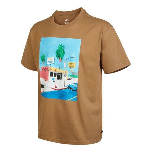 Tričko Nike SB Nike SB T-Shirt with Cartoon Landscape Print Hnedá | DR7766-258
