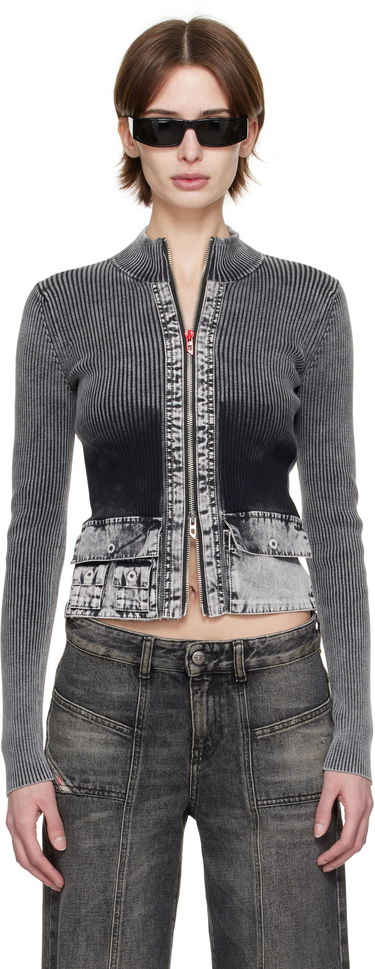 Sveter Diesel Diesel M-Melissa Zip-Up Knit Jacket Šedá | A16895 0QMAN, 0