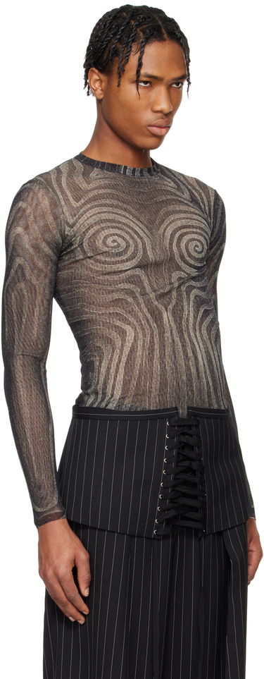 Sveter Jean Paul Gaultier Jean Paul Gaultier 'The Spirale' Sheer Long Sleeve T-Shirt Čierna | 25/34-F-TO270-T587-000203, 1