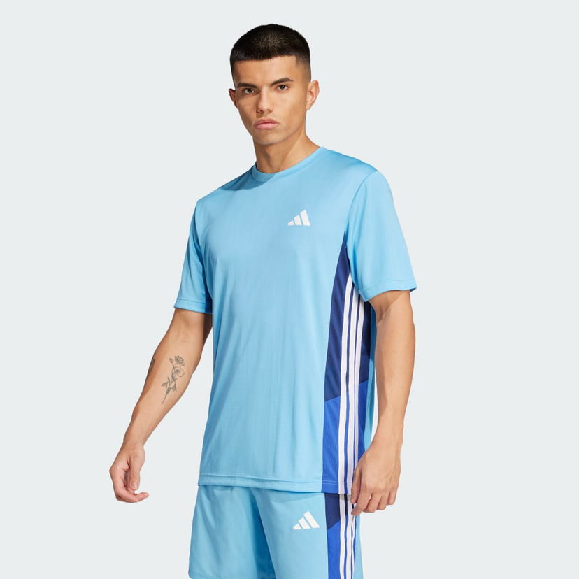Tričko adidas Performance T-Shirt Train Essentials Seasonal Colorblock Modrá | JM3098