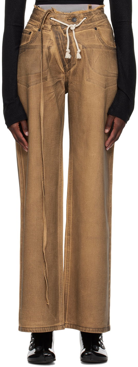 Džínsy Ottolinger Ottolinger Exclusive Paperbag-Waist Jeans Hnedá | 1702808, 0