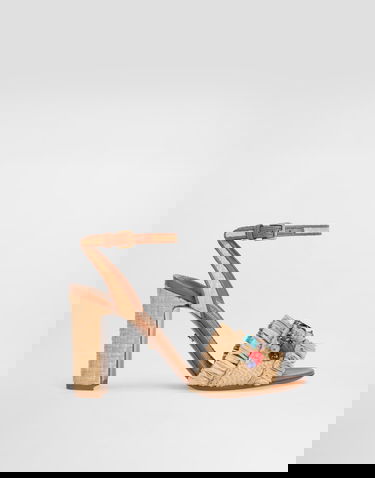 Doplnky Dolce & Gabbana Dolce & Gabbana Frayed Raffia High-Heeled Sandals with Embellishments Béžová | CR1890AM5548W059, 0