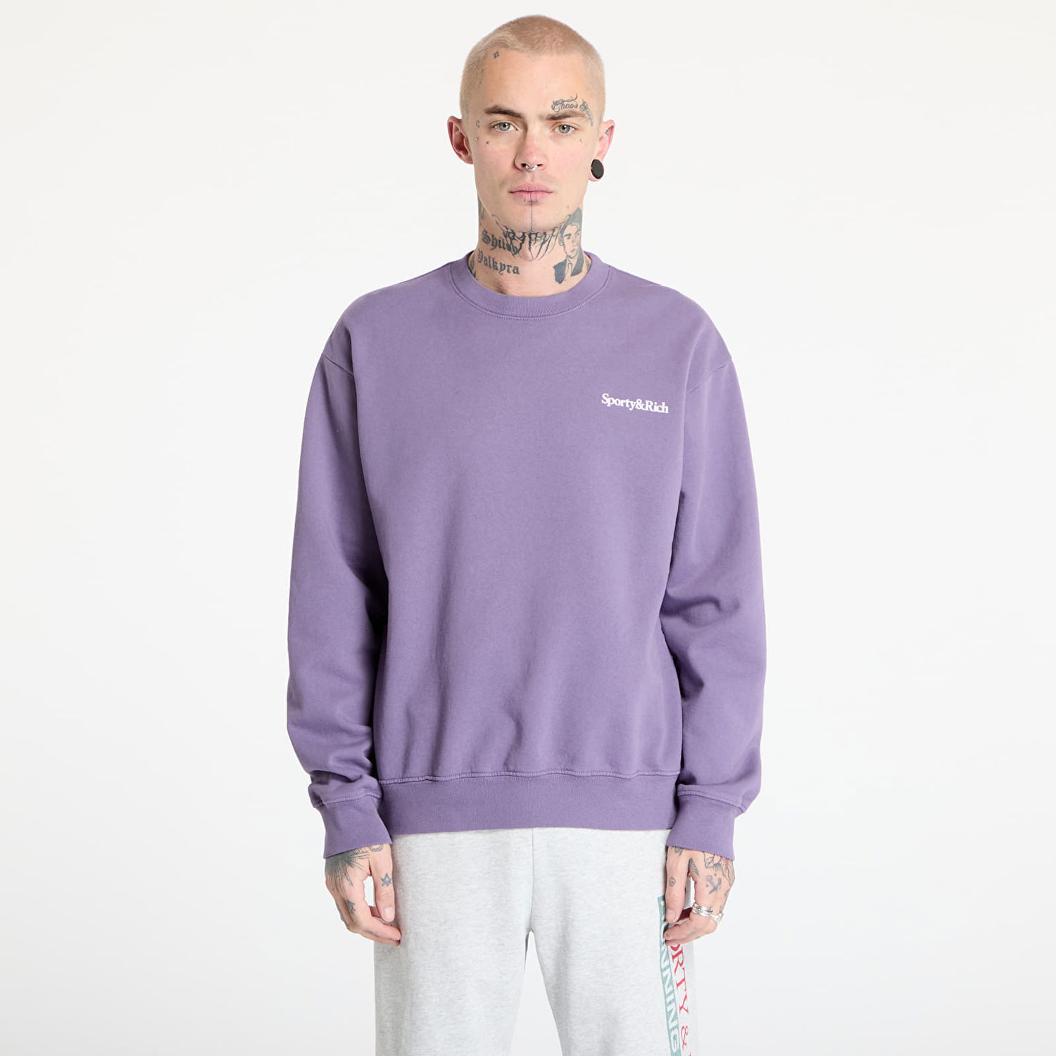 Sveter Sporty & Rich Sporty & Rich Health Is Wealth Crewneck Sweatshirt Fialová | ST071514300PU09, 0