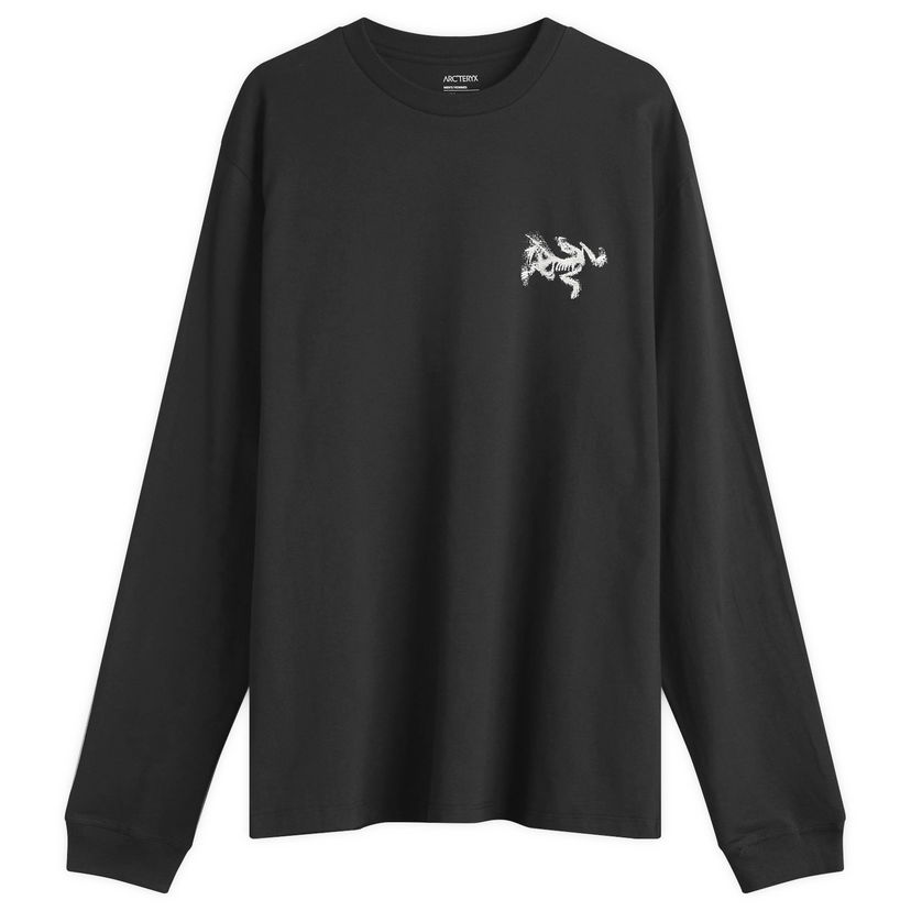 Tričko Arcteryx Kragg SL Cotton Bird Tile Long Sleeve T-Shirt, Size Medium Čierna | X000009537-021941