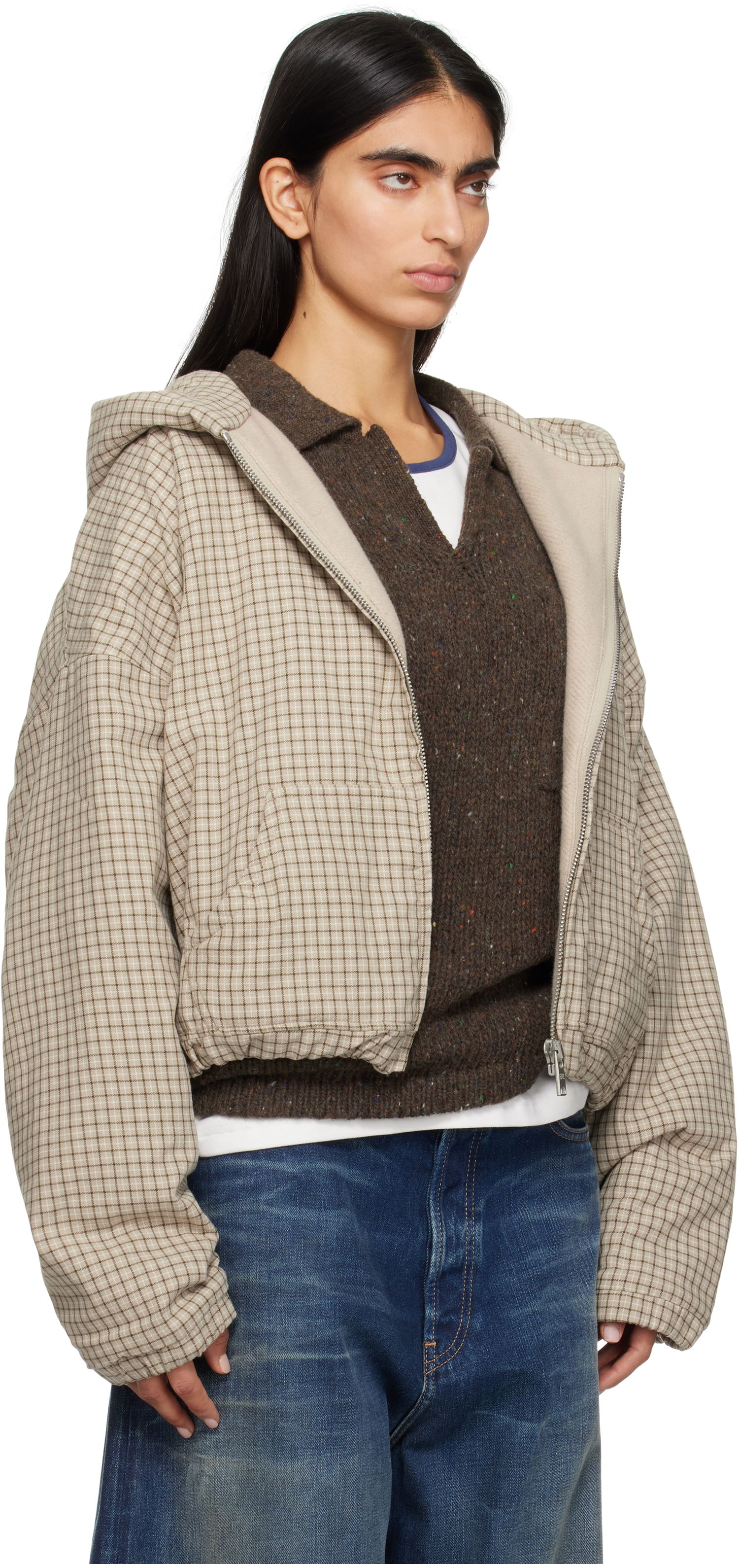 Mikina ERL ERL Plaid Padded Jacket Béžová | ERL09J023, 1