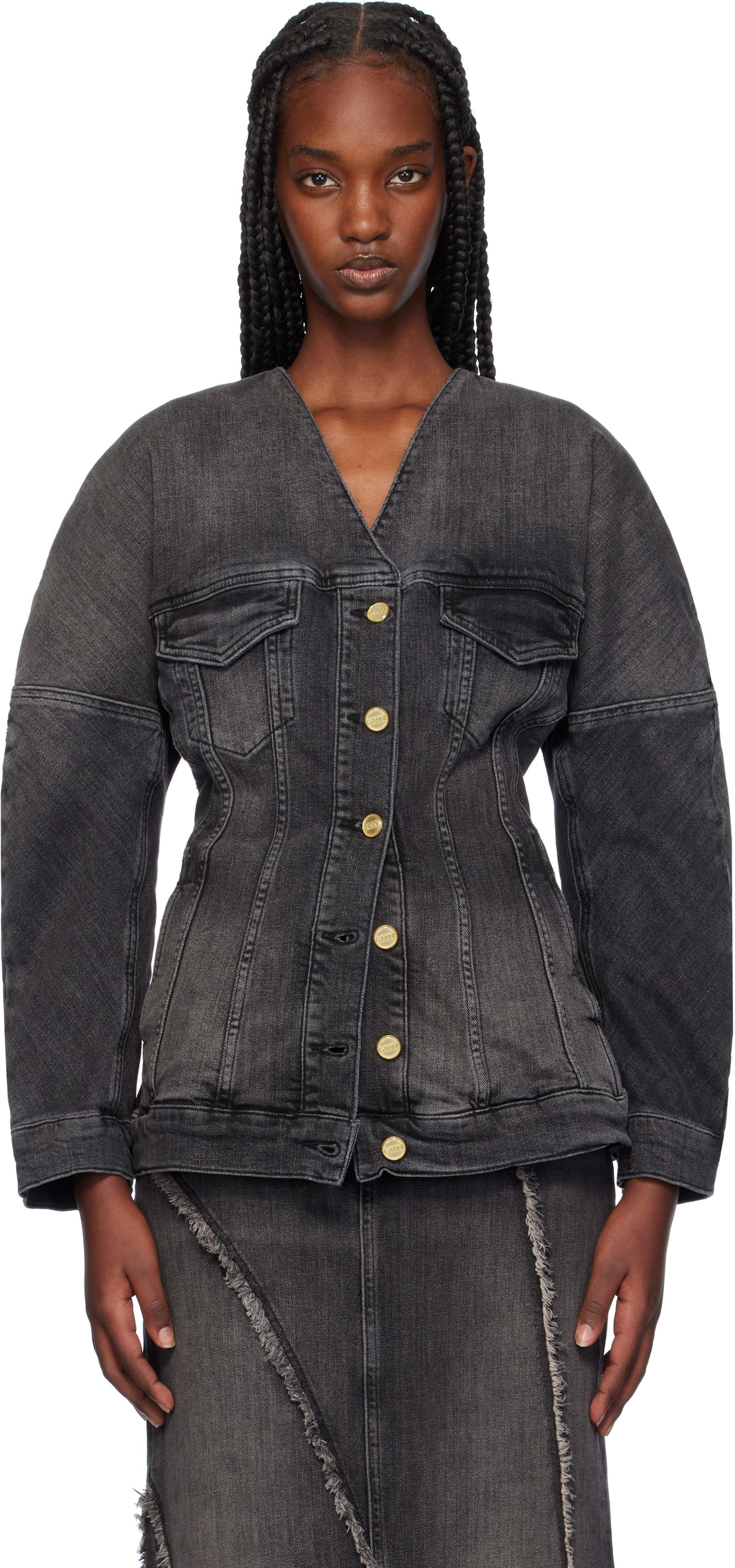 Fitted Denim Button Up Jacket