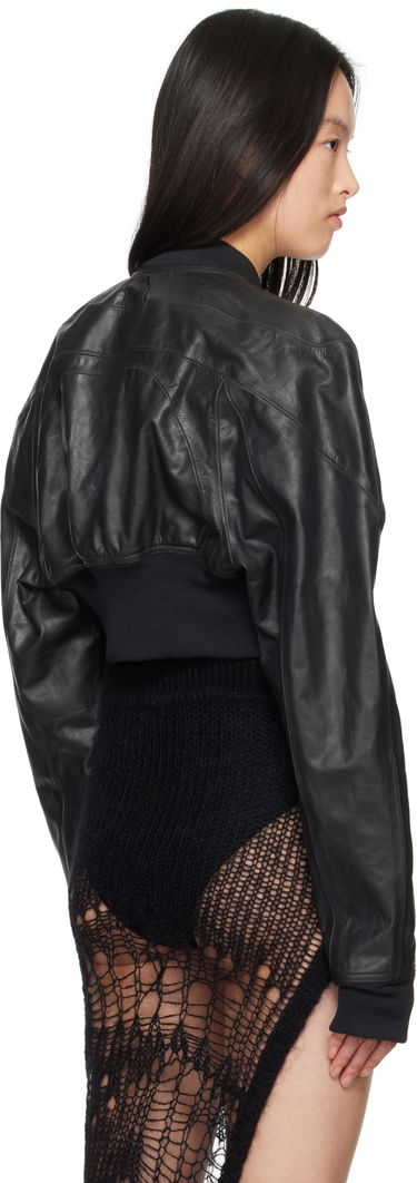 Bomber bunda Rick Owens Rick Owens Hollywood Girdered Cropped Leather Bomber Jacket Čierna | RP01E7713 LTP, 2