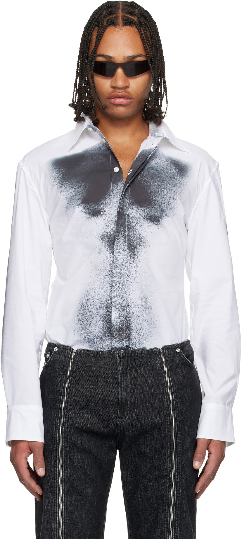 Košeľa Jean Paul Gaultier Jean Paul Gaultier Printed Body Dust Shirt Biela | 25/04-W-ST041-C071-0100