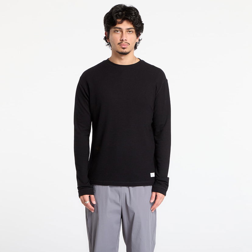 Sveter Craft Layers Wool Waffle Round Neck Long Sleeve Top Čierna | 1916291-999000