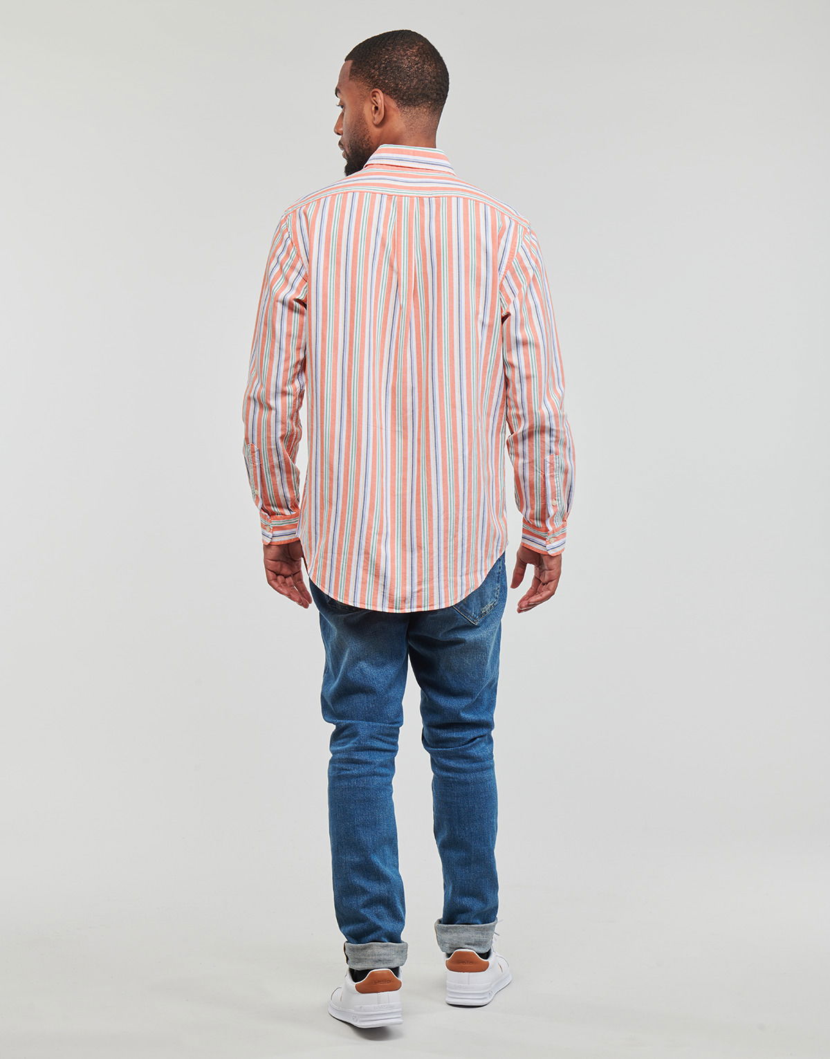 Classic-Collar Striped Cotton Shirt