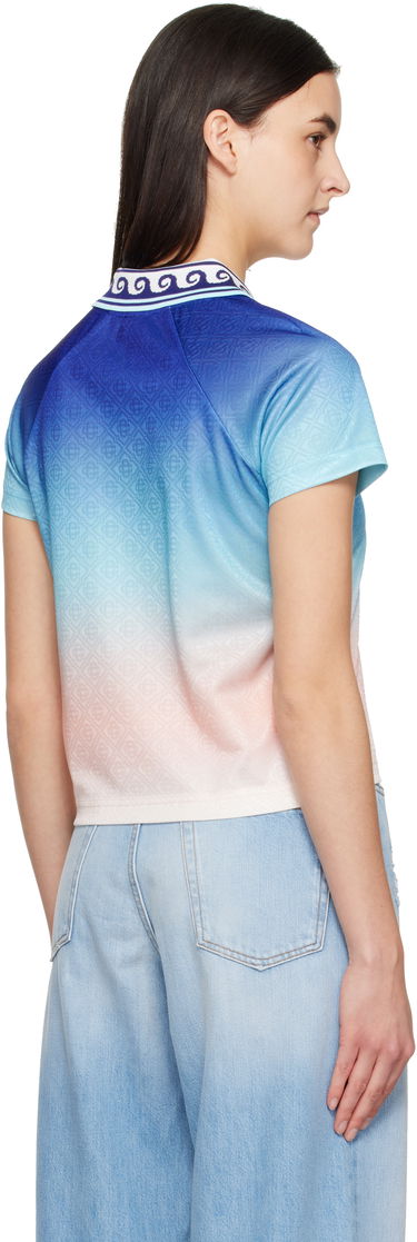 Polo tričko Casablanca Casablanca Jacquard Monogram Football T-Shirt Modrá | WPS25-JTP-302-02, 2