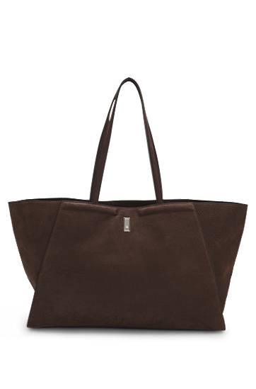 Tote bag BOSS Ariell shopper bag in nubuck with Double B monogram Hnedá | 50552161, 0