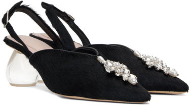 Tenisky a topánky Simone Rocha Simone Rocha Pointed Slingback Heels with Crystal Embellishment Čierna | LH14B 0794, 3