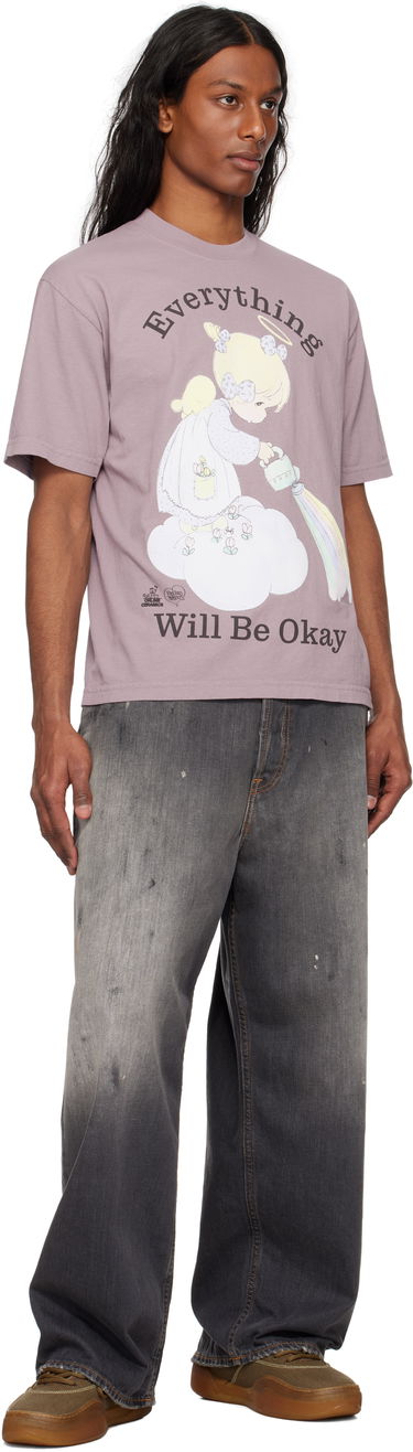 Tričko Online Ceramics Online Ceramics Precious Moments 'Everything Will Be Okay' Graphic T-Shirt Fialová | Everything Purple SS Tee, 3