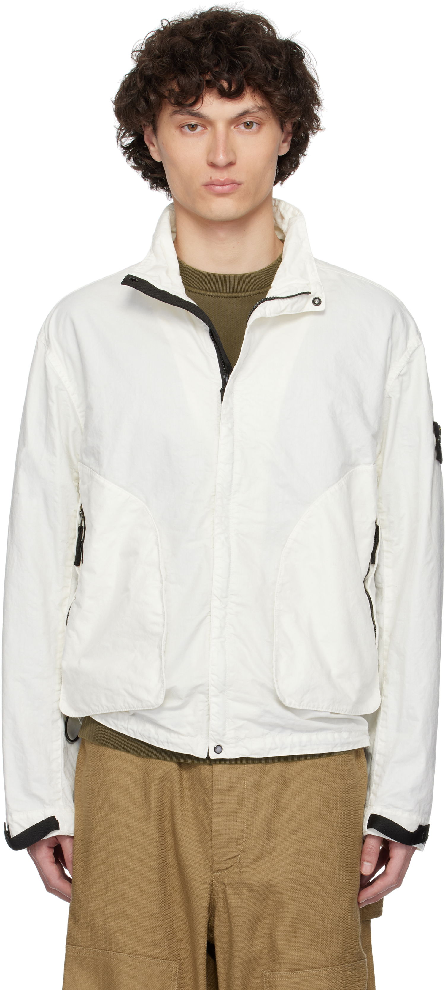 Vetrovka Stone Island Stone Island Organic Look Nylon Panama-TC Jacket Biela | K1S15 4100067 S0069, 0