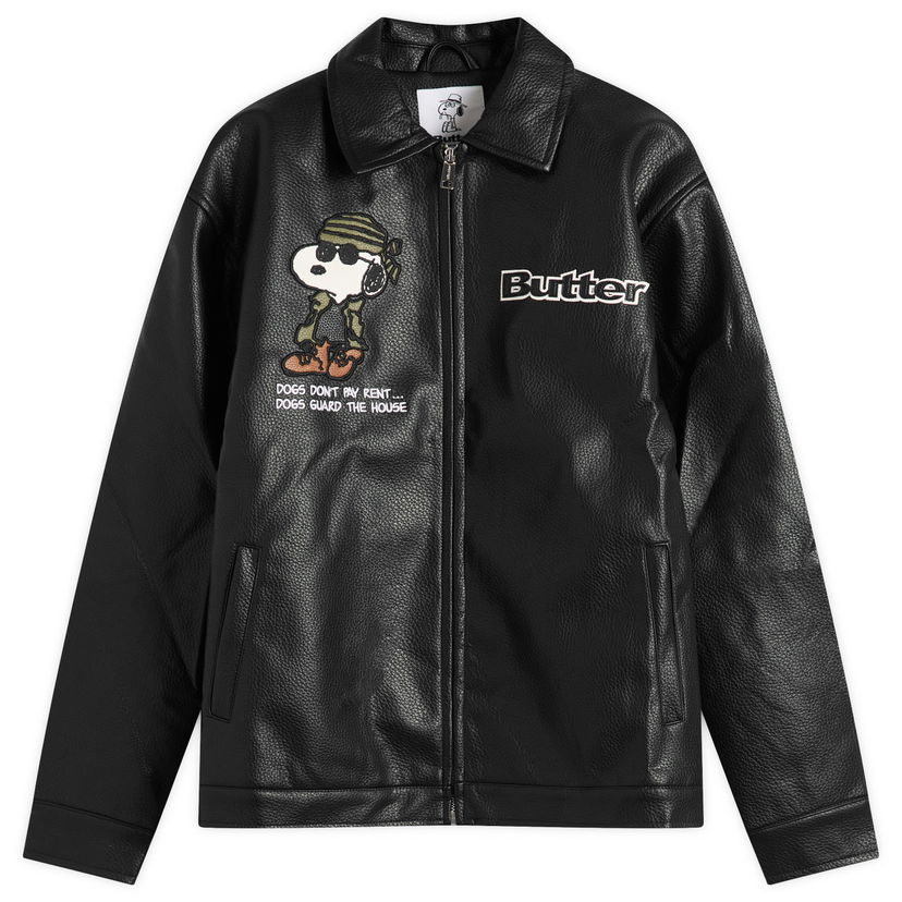 Bunda Butter Goods Peanuts Guard Dog PU Leather Jacket Čierna | BGBP241001-BLK