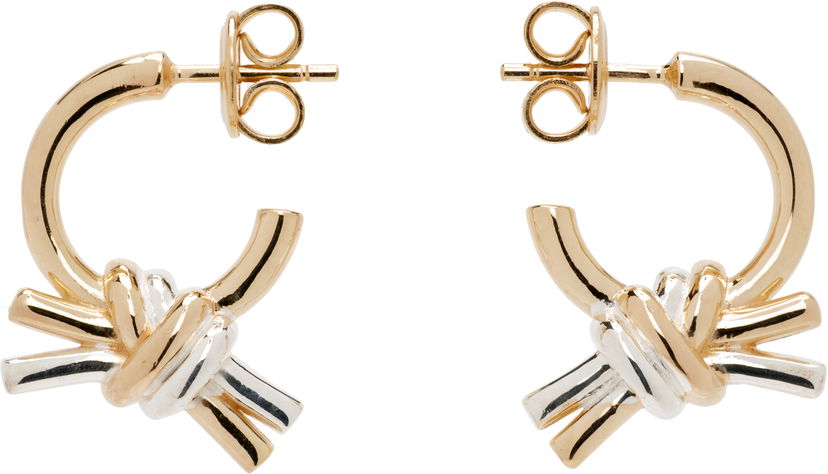 Náušnice Bottega Veneta Bottega Veneta Knot Gold & Silver Hoop Earrings Metalická | 838167 V507D