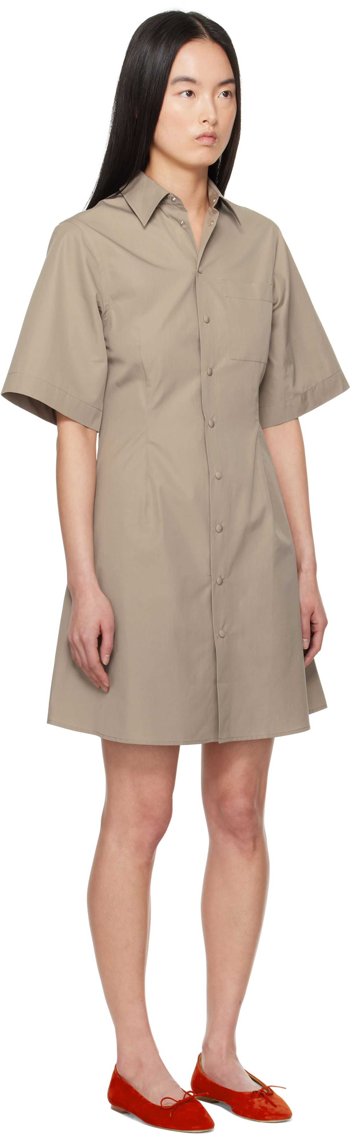 Šaty AMI AMI Paris Short Sleeve Shirt Minidress Béžová | FDR162.CO0076, 1