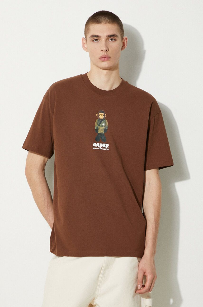 Tričko AAPE by A Bathing Ape AAPE Theme Print T-Shirt Hnedá | AAPTEM1498XXM, 0