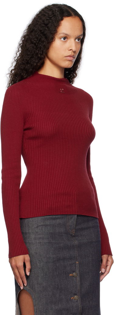 Tričko Courrèges Long Sleeved Fitted Sweater Červená | 124MPU128FI0049, 3