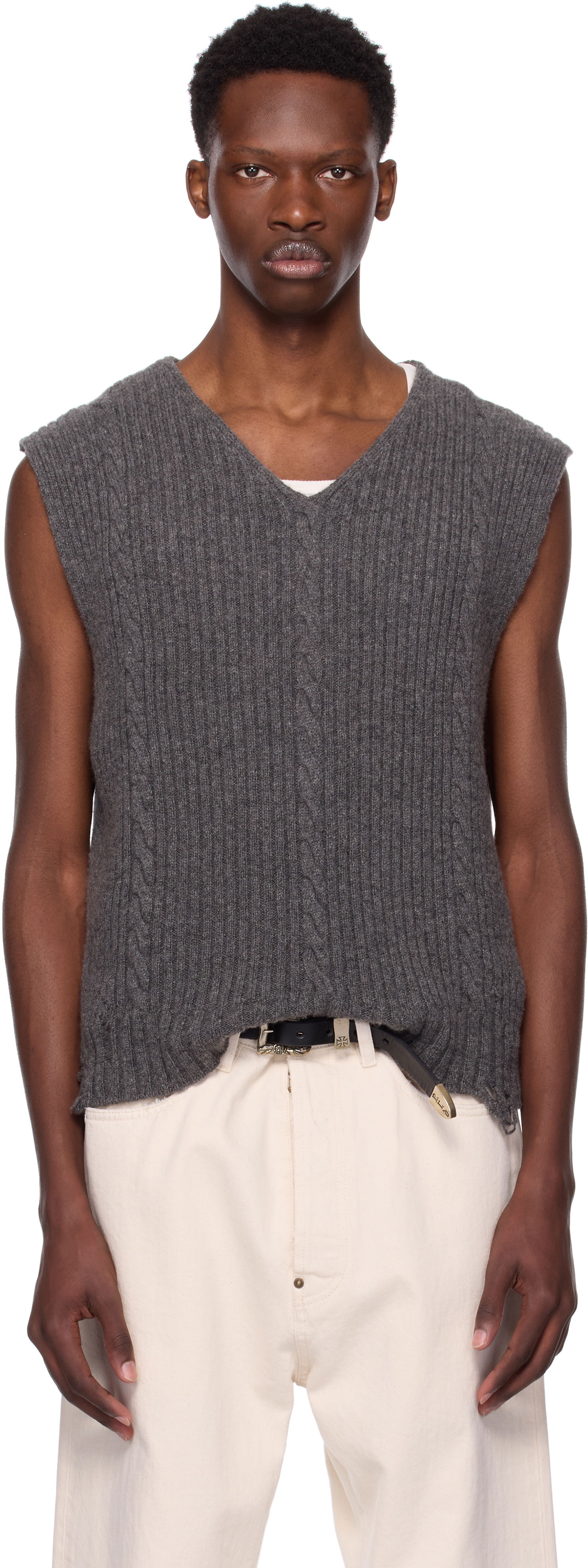 Vesta Enfants Riches Déprimés Fitted V-Neck Vest by Enfants Riches Déprimés Šedá | 080-244, 0
