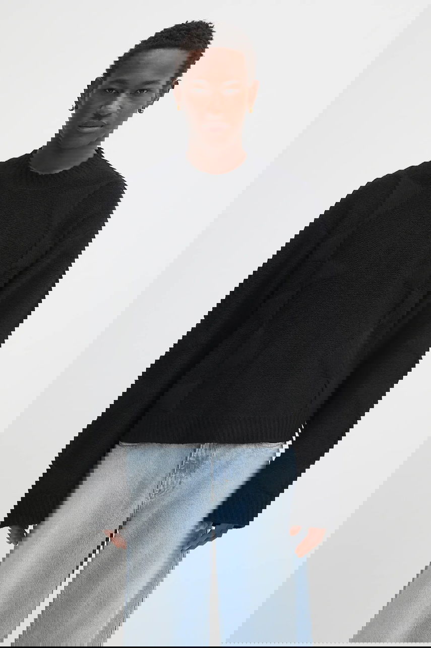 Sveter HELIOT EMIL Textured Knit Crewneck Sweater Čierna | PREAW25.M.07.063.BLK01., 0
