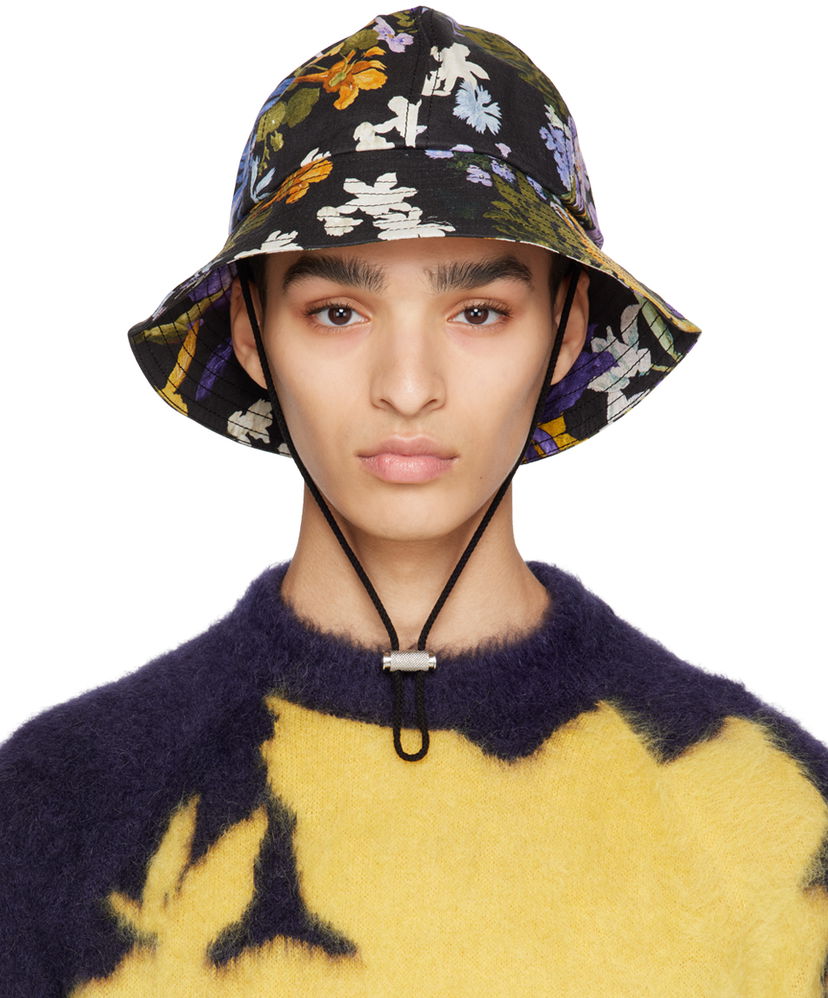 Klobúk Erdem Cedric Floral Print Bucket Hat Čierna | MS23_1497MCGBL BUCKET HAT