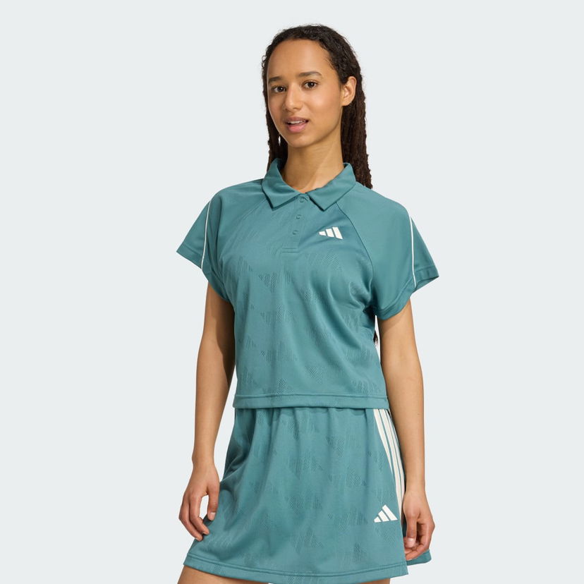 Polo tričko adidas Performance Stadium 3-Stripes Tennis Inspired Jacquard Polo Tee Tyrkysová | JY3424