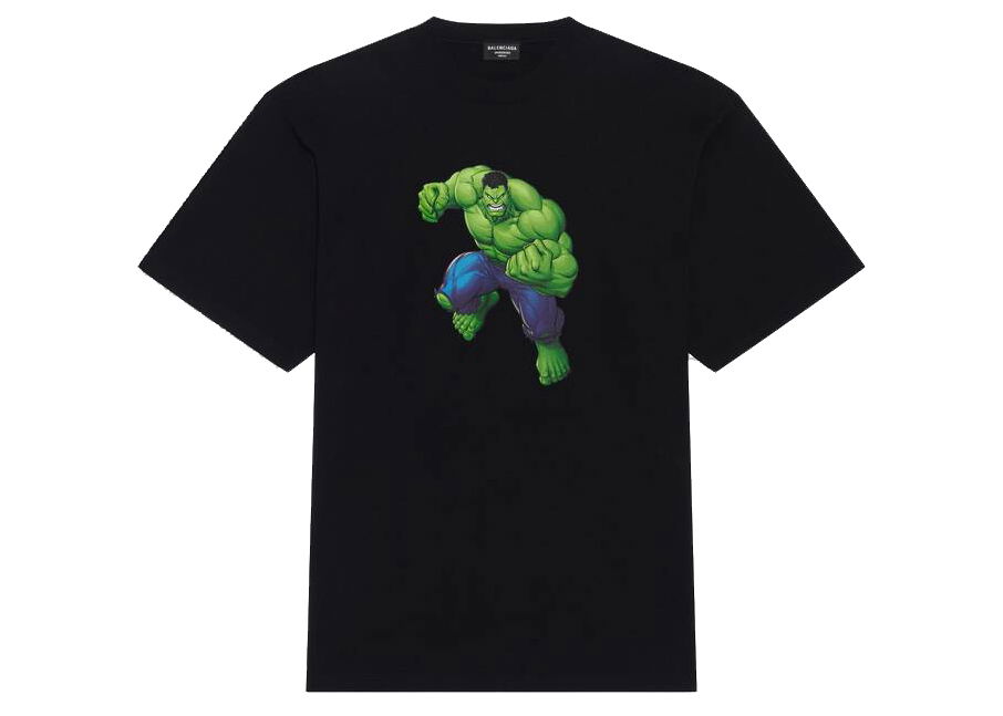Tričko Balenciaga Hulk 2021x MARVEL Medium Fit T-shirt Čierna | 612966TLV591000, 0