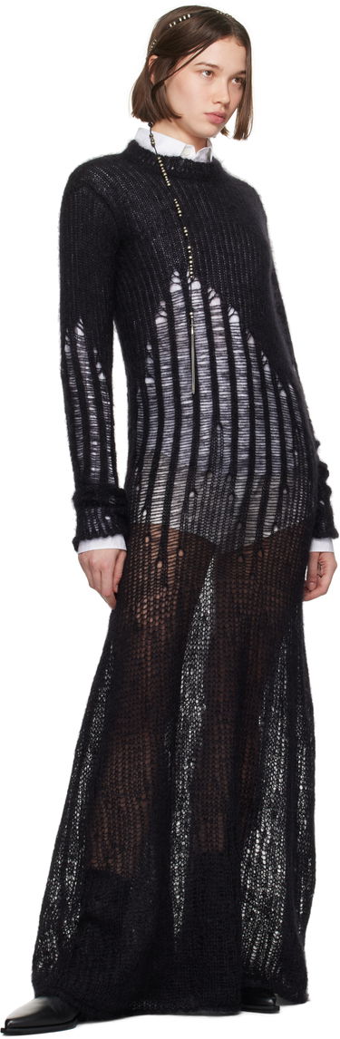 Šaty Ann Demeulemeester Ann Demeulemeester Paiva X-Long Distressed Maxi Dress Čierna | 2402-W-KN08-KN044-099, 3