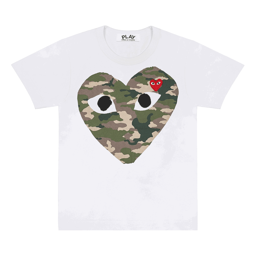 Tričko Comme des Garçons PLAY Camouflage Heart T-Shirt Biela | AZ T241 051 1