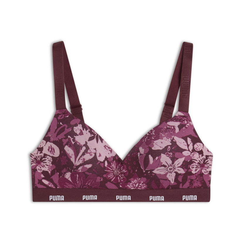 Podprsenka Puma PUMA Women's Floral Print Sports Bra Vínová | 947299_01