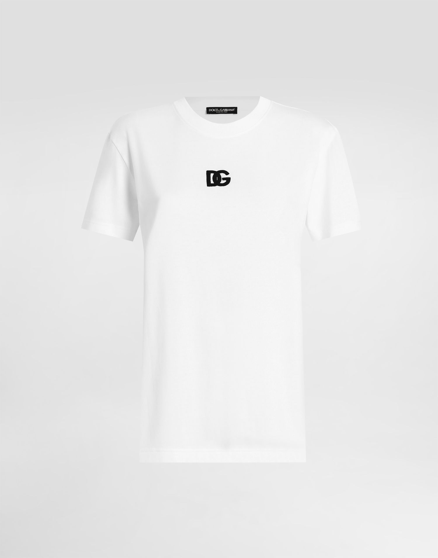 Tričko Dolce & Gabbana Dolce & Gabbana Jersey T-Shirt with DG Logo Embroidery Biela | F8V42ZGDCYEW0800, 0