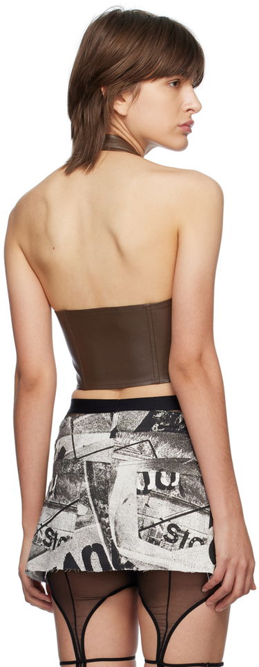 Tielko Miaou Miaou Hannah Jewett Edition Mara Faux-Leather Halter Top Hnedá | 7087VLBRN, 2