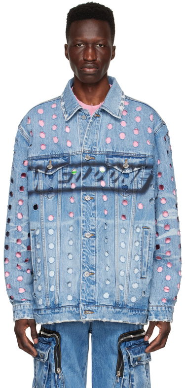 Bunda We11done We11done Logo Distressed Denim Jacket Modrá | WD-DJ1-22-355-U-BL, 0