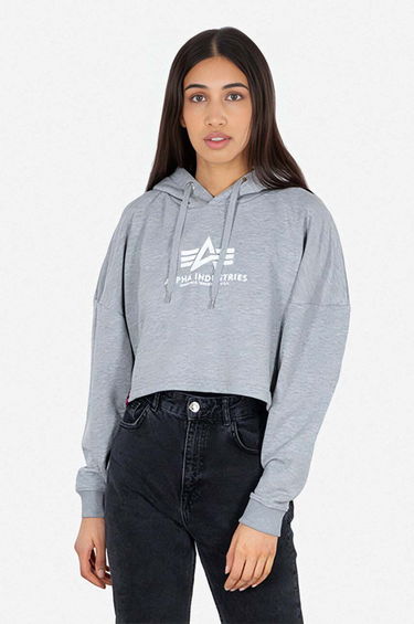 Mikina Alpha Industries Cropped Hoodie With Print Šedá | 116057.230, 0