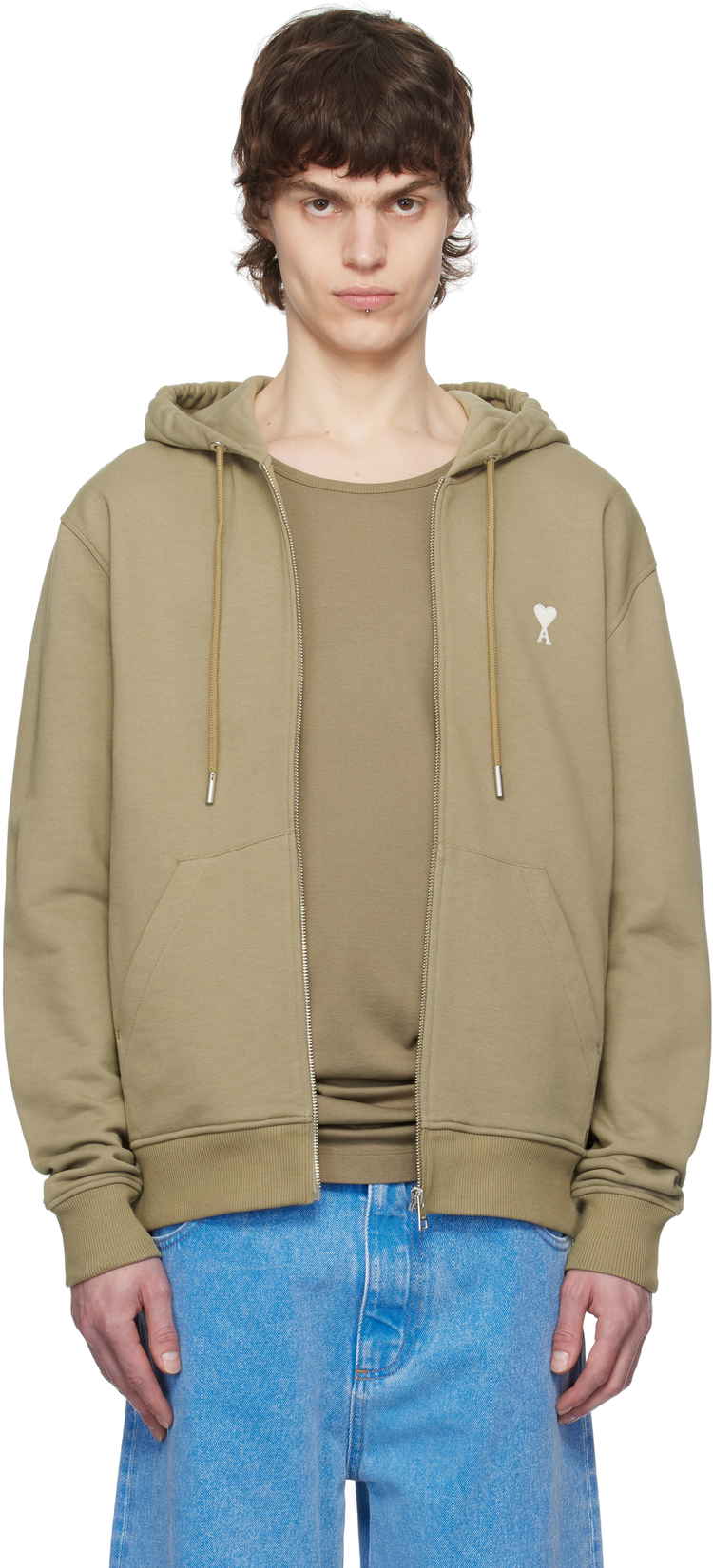 AMI｜HOOD/ZIP-UP (HSW460 730 375) Mikina AMI AMI Paris Ami de Coeur Zip-Up Hoodie HSW460.730