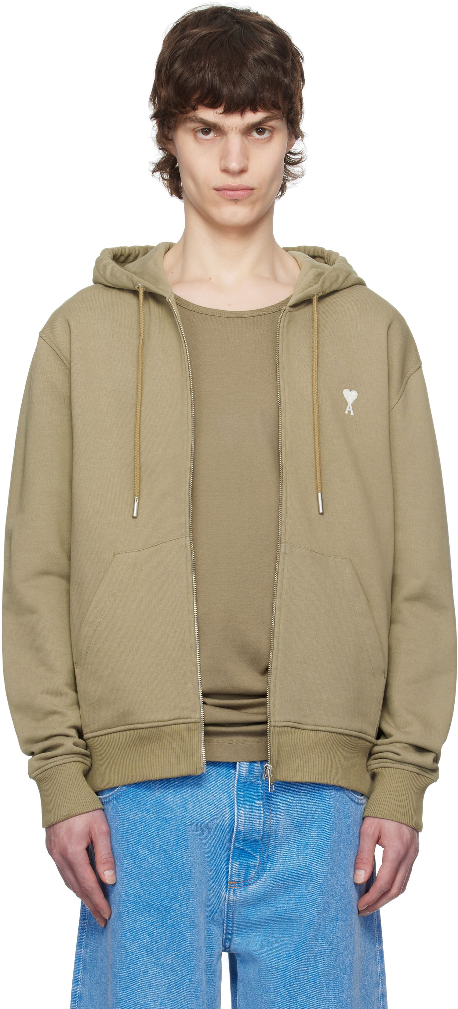 Mikina AMI AMI Paris Ami de Coeur Zip-Up Hoodie Zelené | HSW460.730, 0
